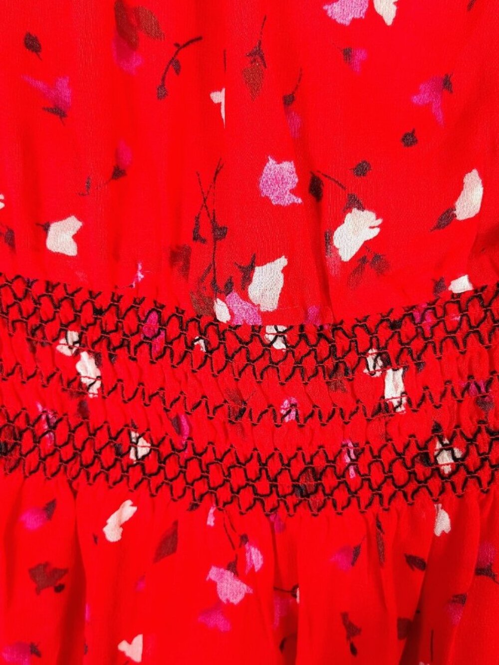 Joie Midi Dress Women's M Red Floral 100% Silk One Shoulder Asymmetrical Hem NWT - Picture 10 of 12